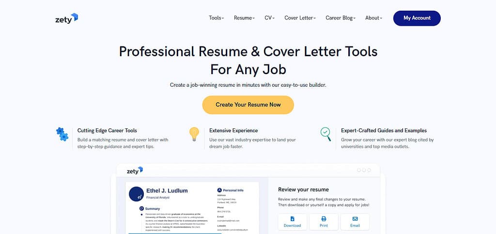 Zety AI Resume Builder