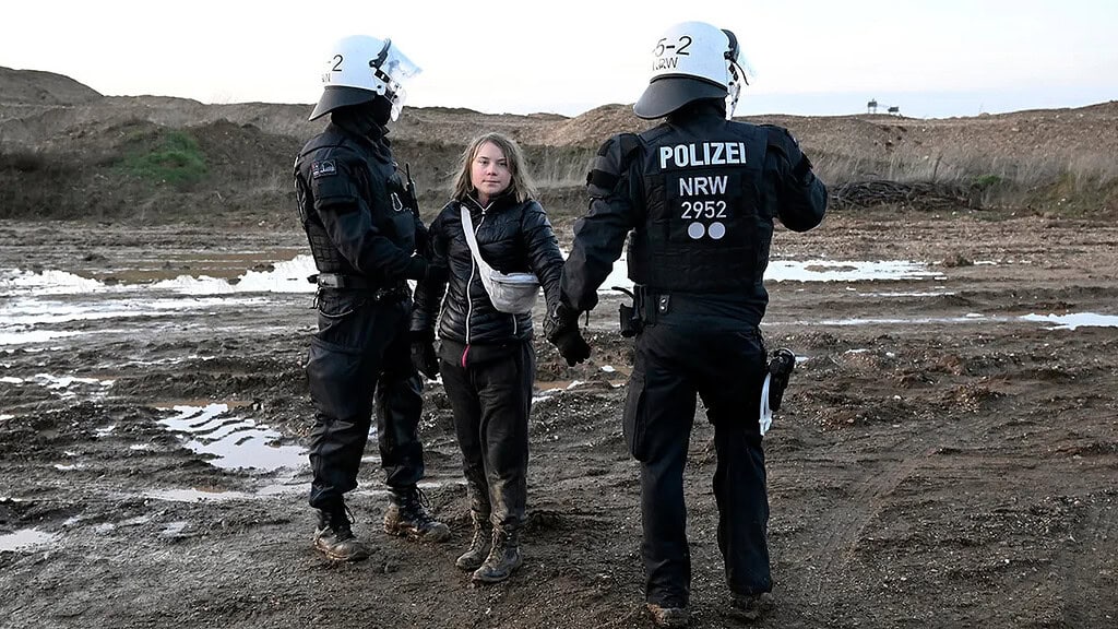 How many times has Greta Thunberg been arrested?
