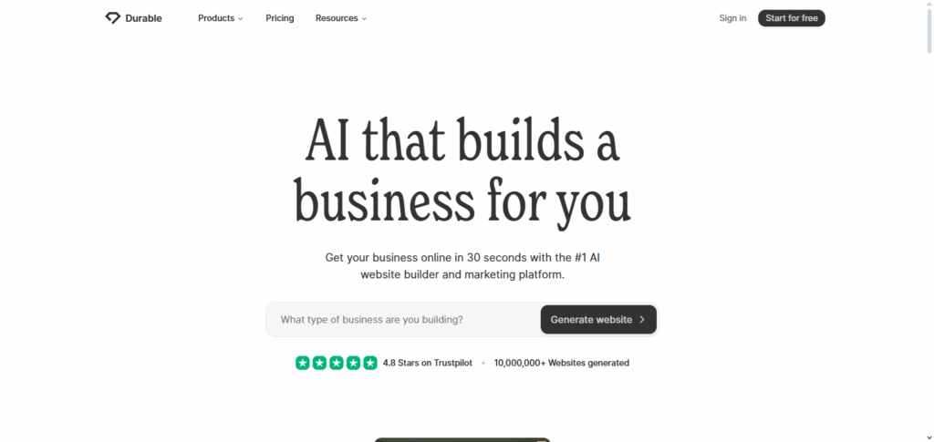 Durable AI Website Builder