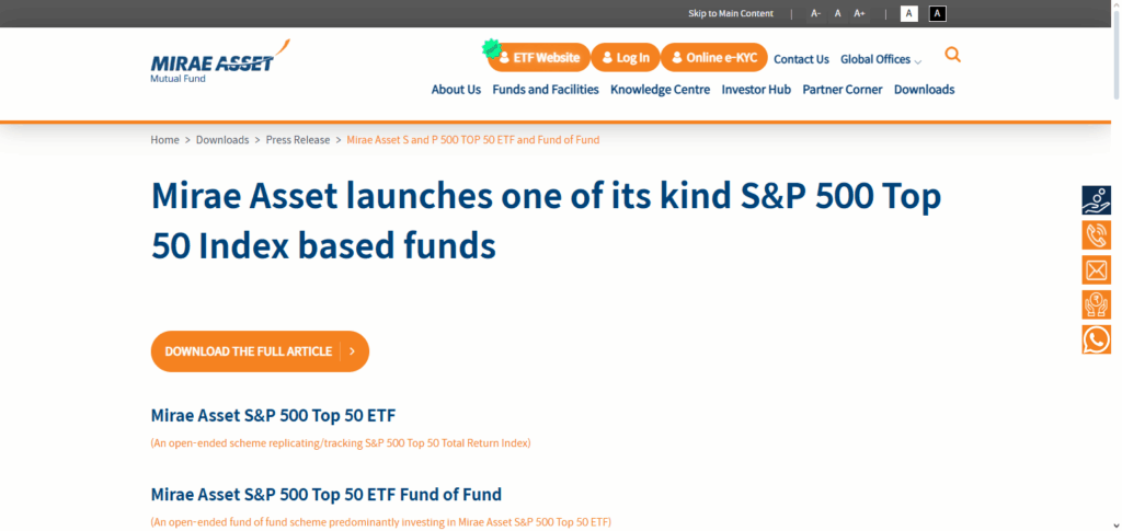 Mirae Asset S&P 500 Top 50 ETF