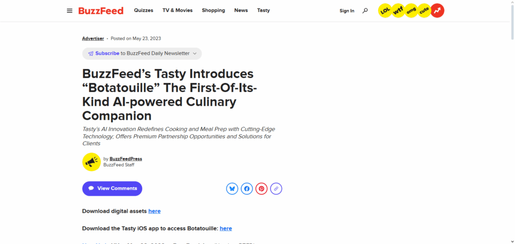 Tasty AI (BuzzFeed)