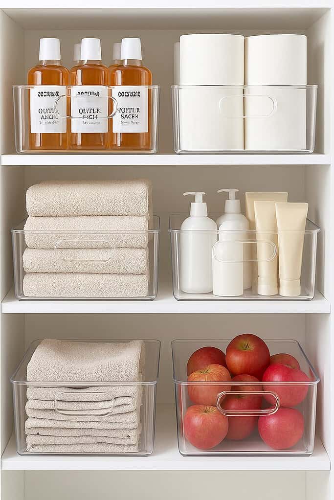 Use Clear Bins or Baskets
