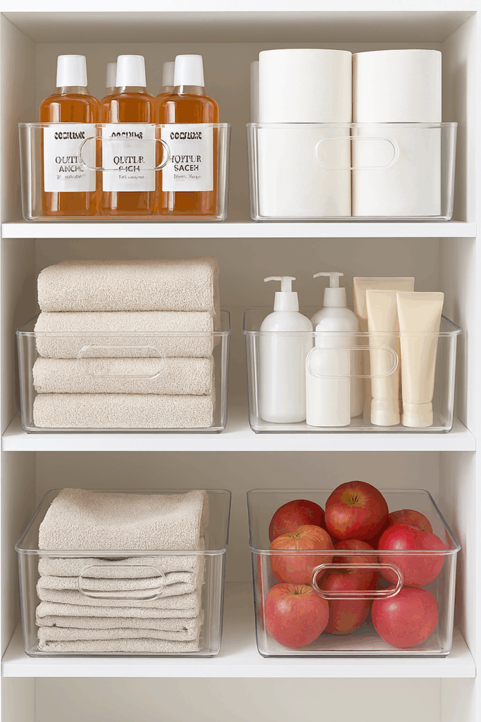 Use Clear Bins or Baskets