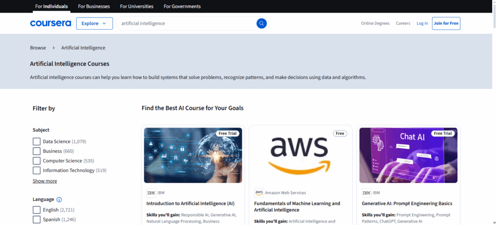 Coursera AI Courses