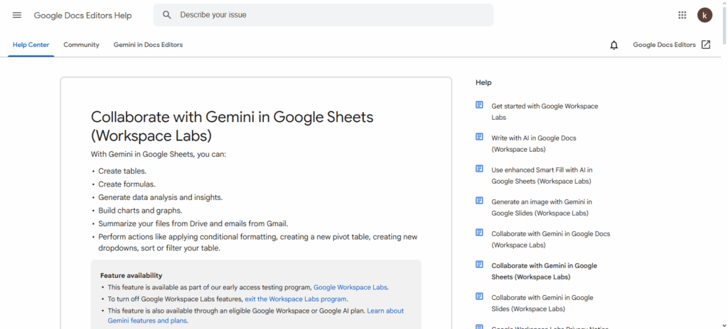 Google Sheets + Gemini