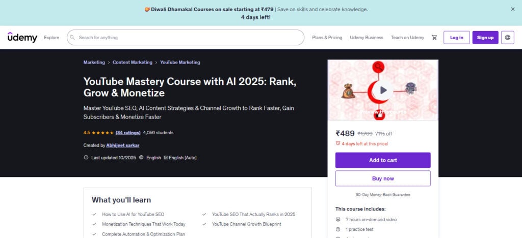 YouTube Mastery Course with AI 2025 – Udemy