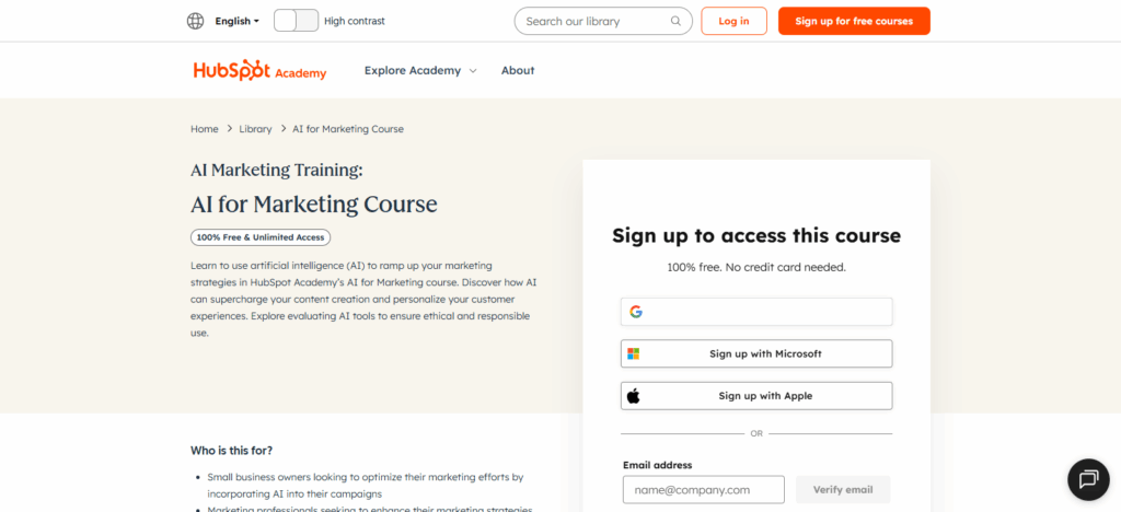 AI for Marketing – HubSpot Academy