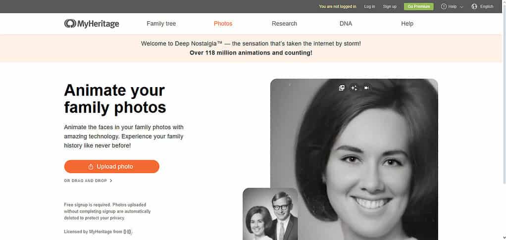 MyHeritage Deep Nostalgia
