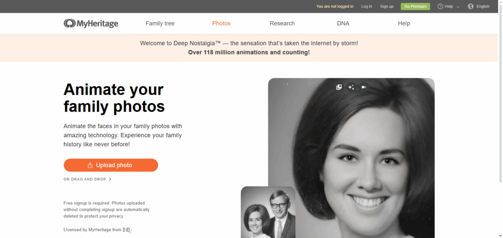 MyHeritage Deep Nostalgia