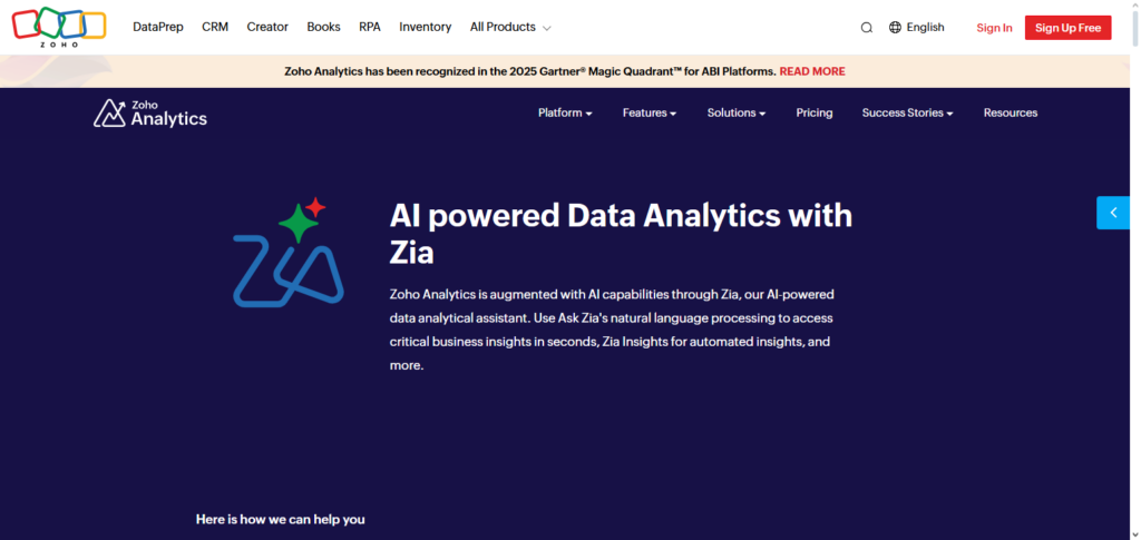 Zoho Analytics + Zoho CRM AI