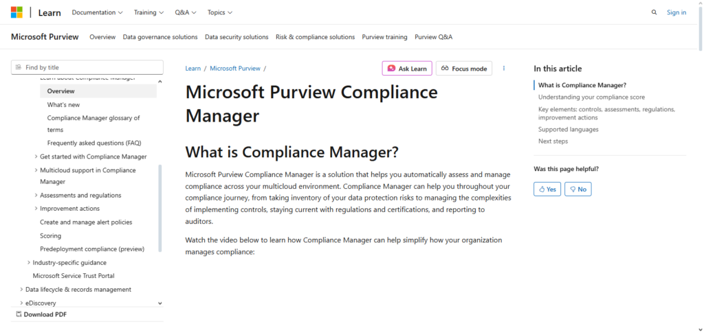 Microsoft Purview Compliance Manager