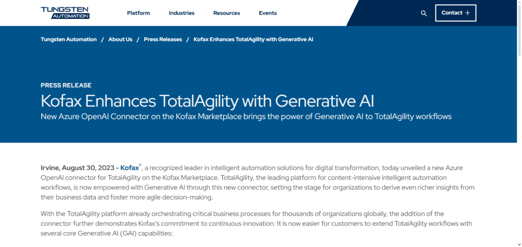 Kofax TotalAgility AI