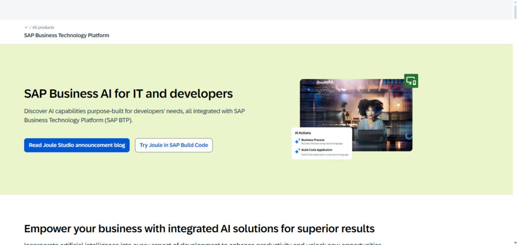SAP Business Technology Platform AI
