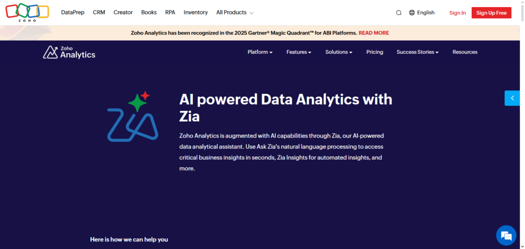 Zoho Analytics + Zia AI