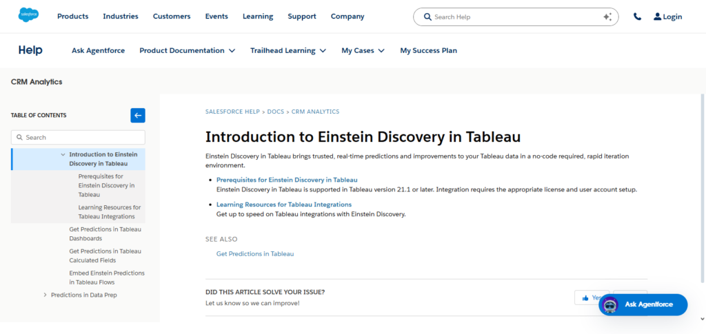 Tableau + Einstein Discovery (Salesforce)