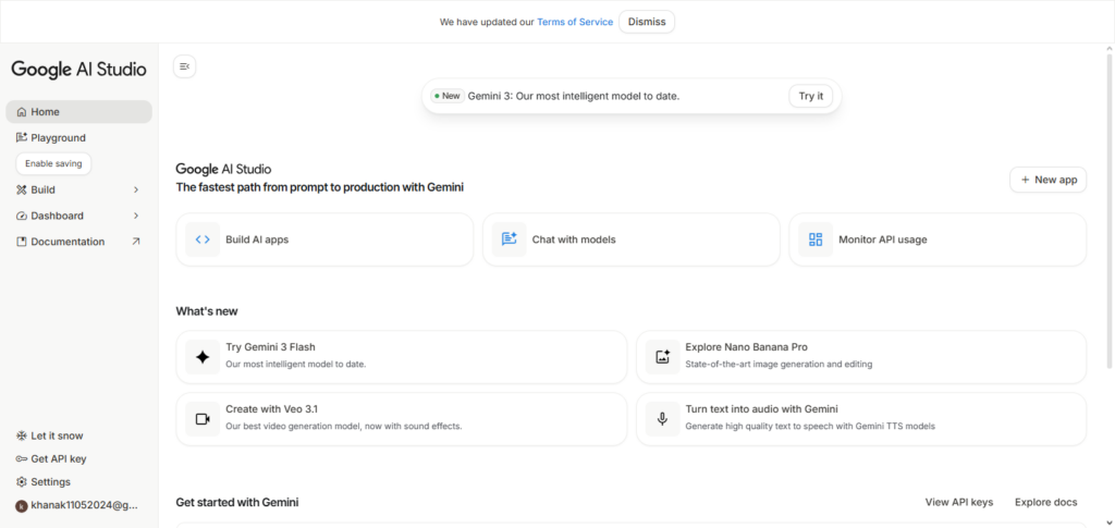 Google AI Studio (Gemini models)