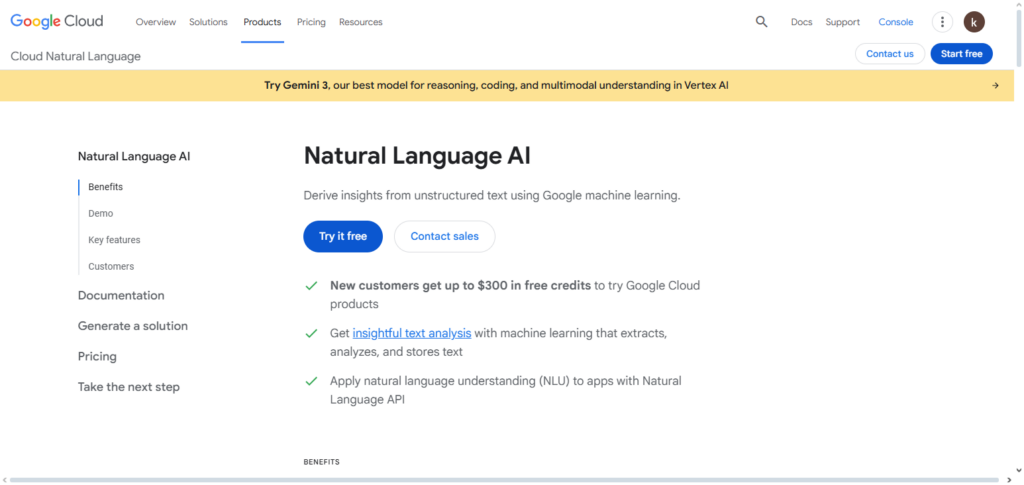 Cloud Natural Language API