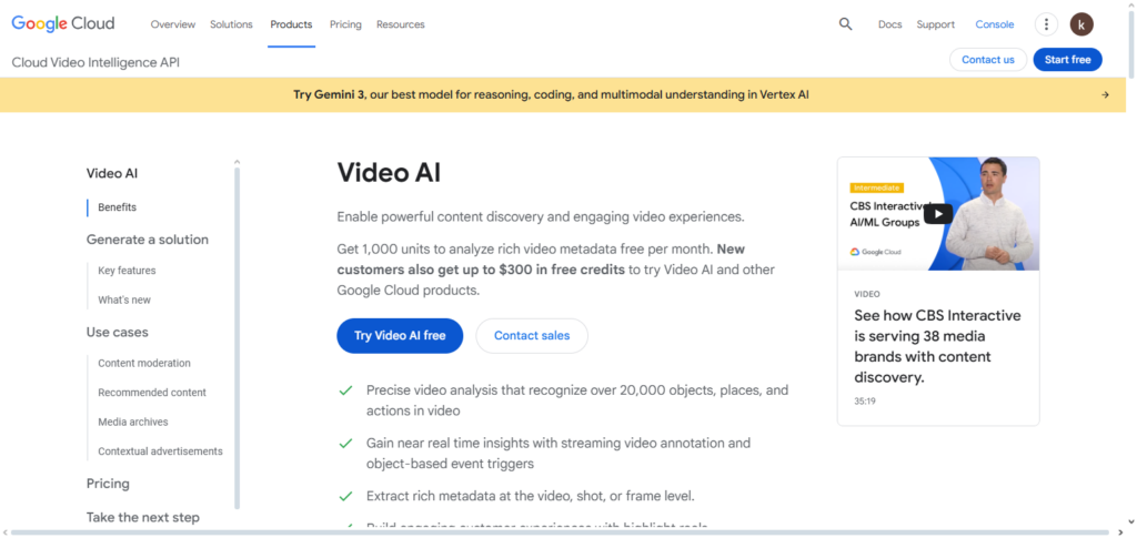Video Intelligence API