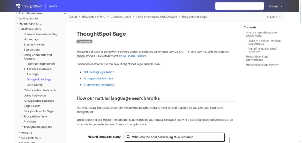 ThoughtSpot Sage AI