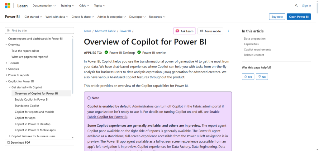  Microsoft Power BI + Copilot AI