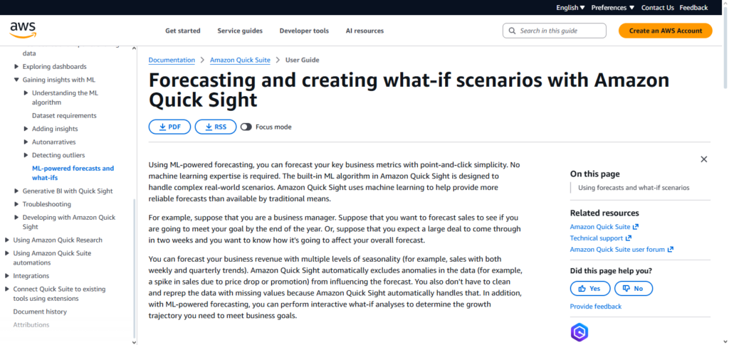 AWS QuickSight + Forecast