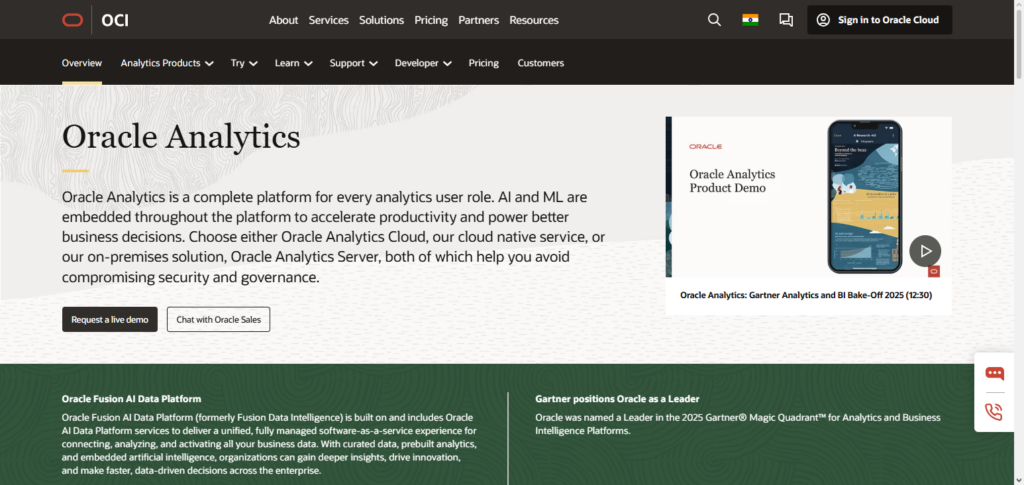 Oracle Analytics Cloud AI