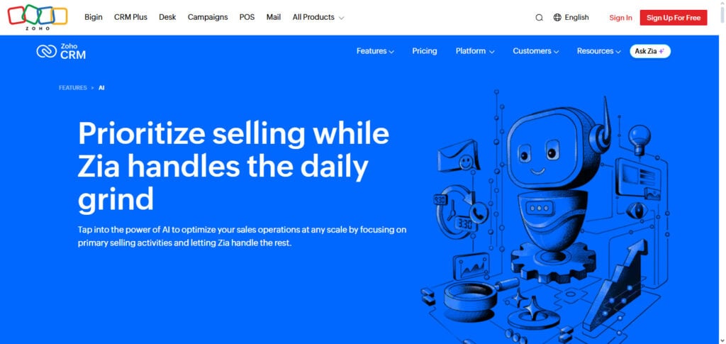Zoho CRM Zia AI