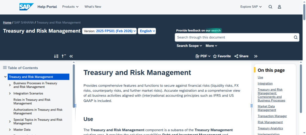 SAP Treasury and Risk Management