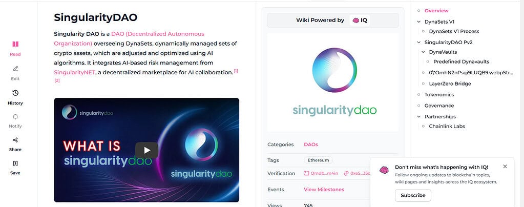 SingularityDAO Dynasets