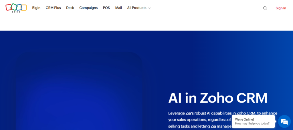 Zoho CRM Zia AI