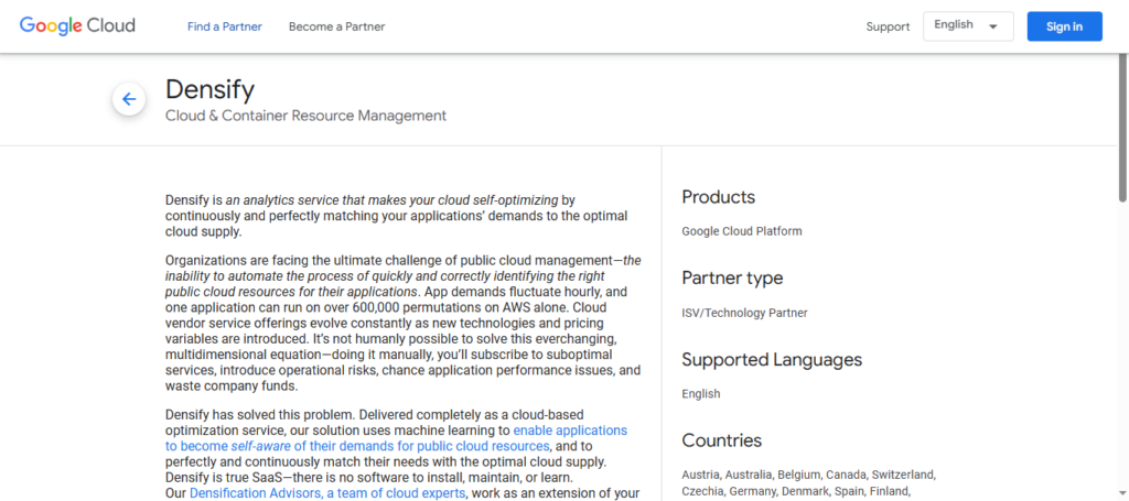 Densify Cloud Optimization