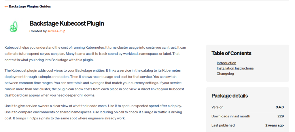  Kubecost + Backstage Integration