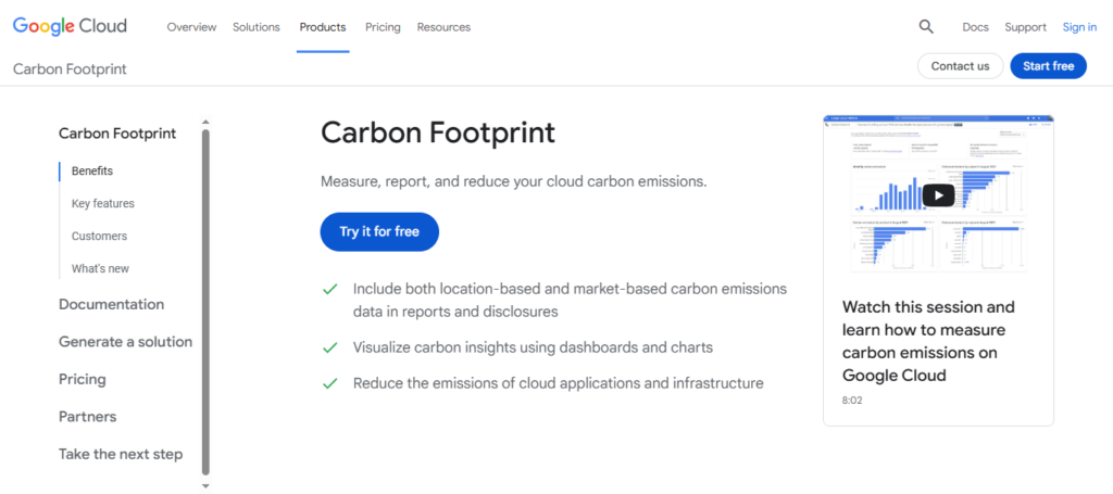 Google Cloud Carbon Footprint Dashboard