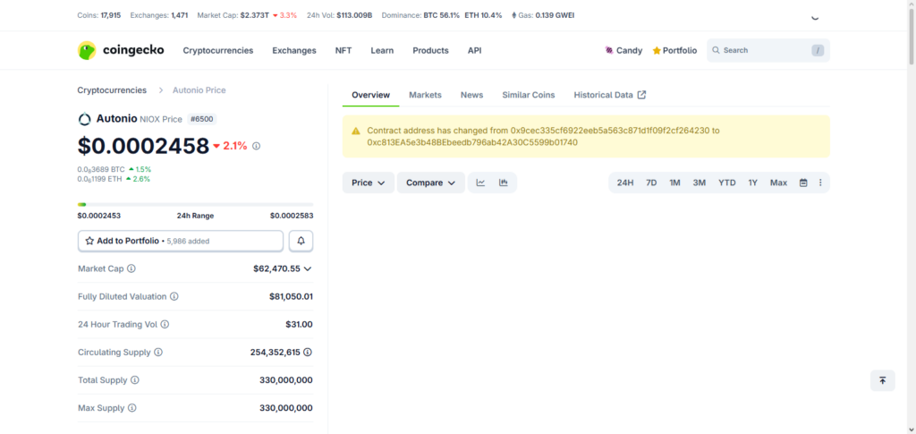 Autonio NIOX Terminal
