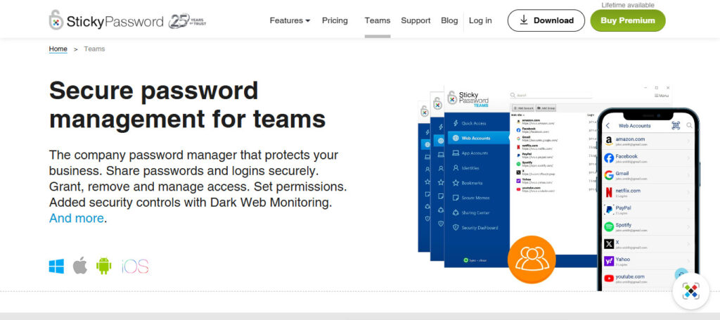 12. Sticky Password Teams