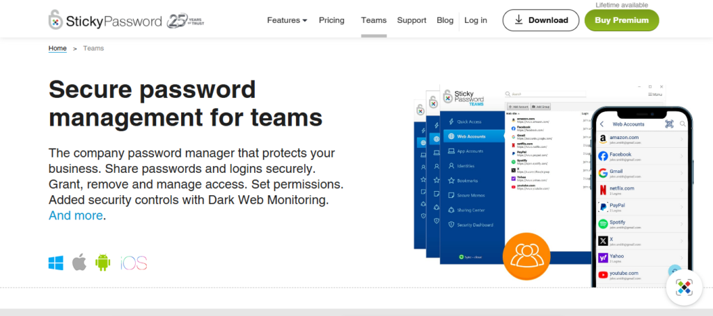 12. Sticky Password Teams