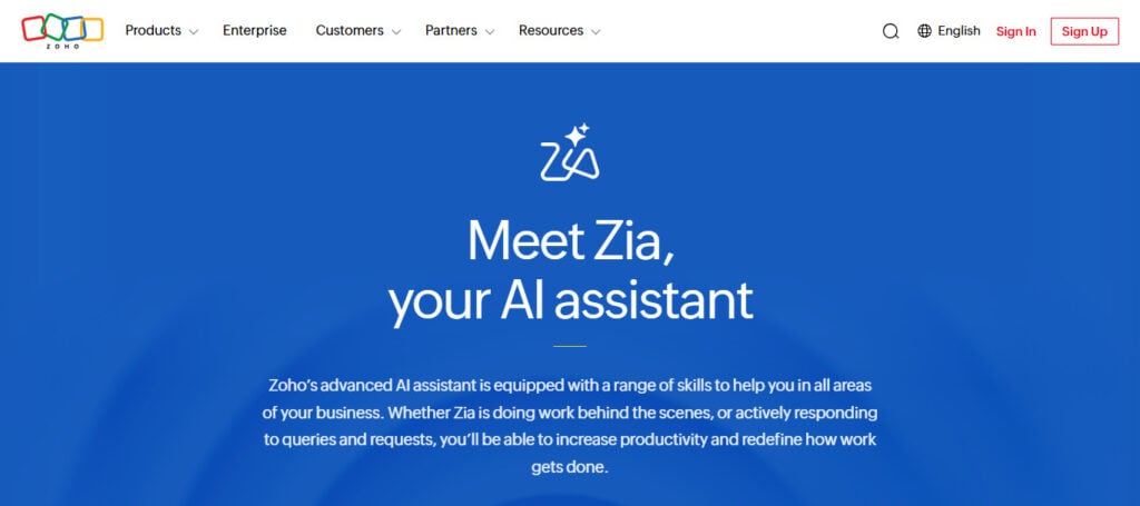 Zoho Zia (AI Assistant)