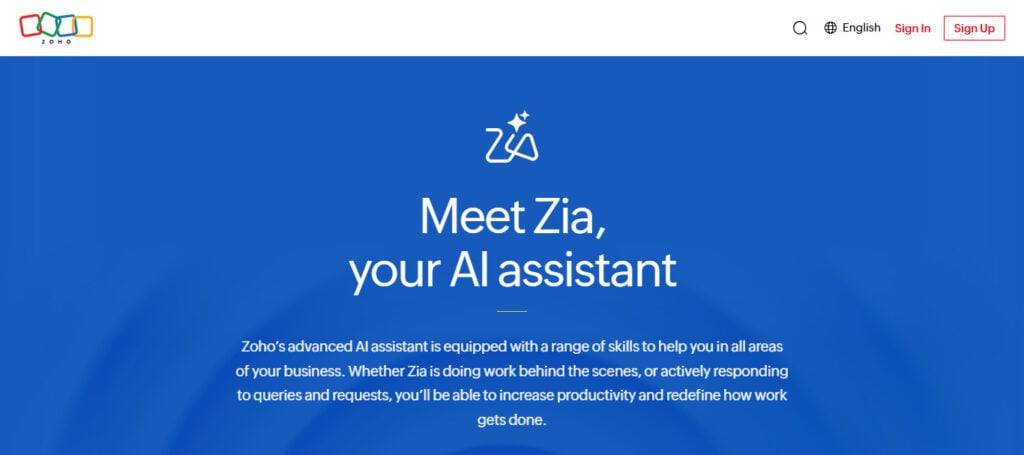 Zoho Zia AI