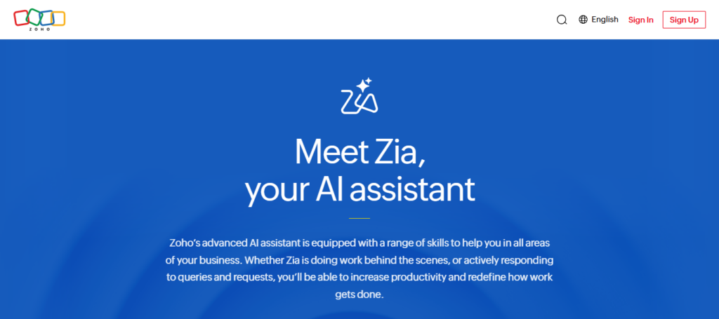  Zoho Zia AI