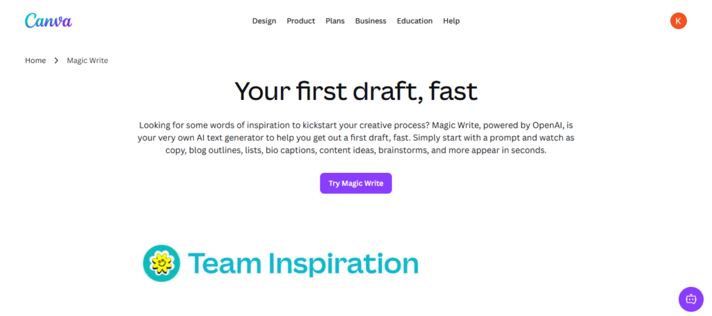 Canva Magic Write