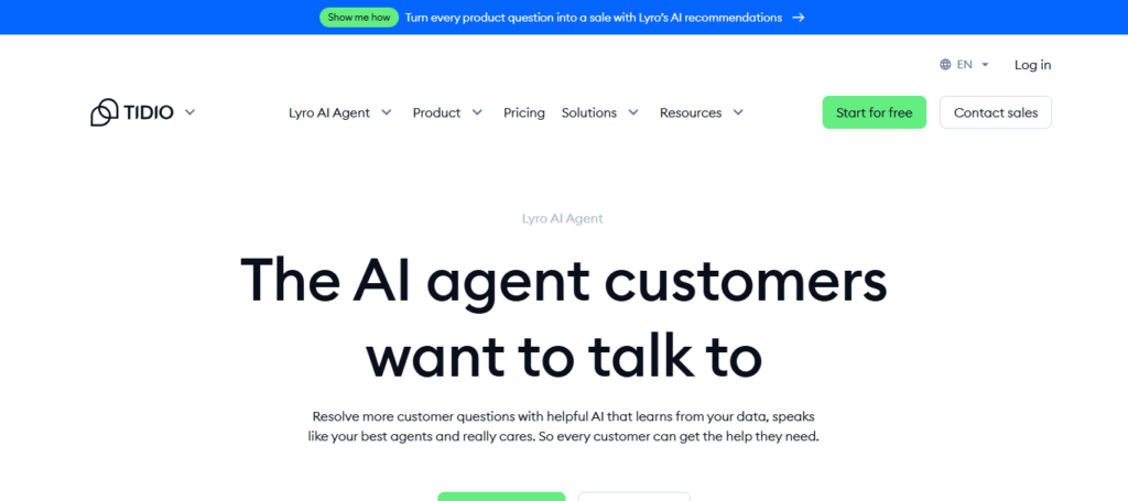 Tidio Lyro AI Chatbot