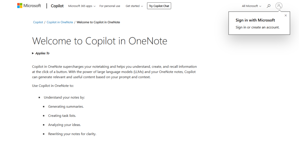 Copilot in OneNote