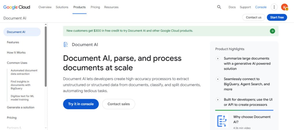 Google Document AI (DocAI)