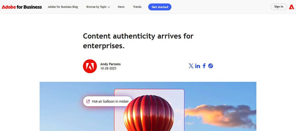 Adobe Content Credentials (C2PA)
