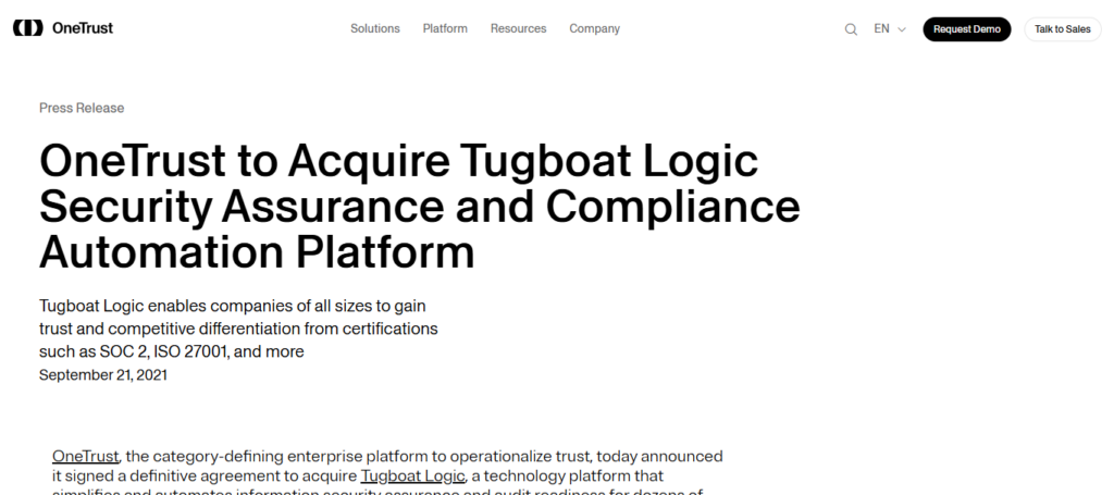 Tugboat Logic (OneTrust)