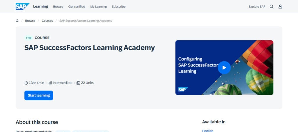 SAP SuccessFactors Learning