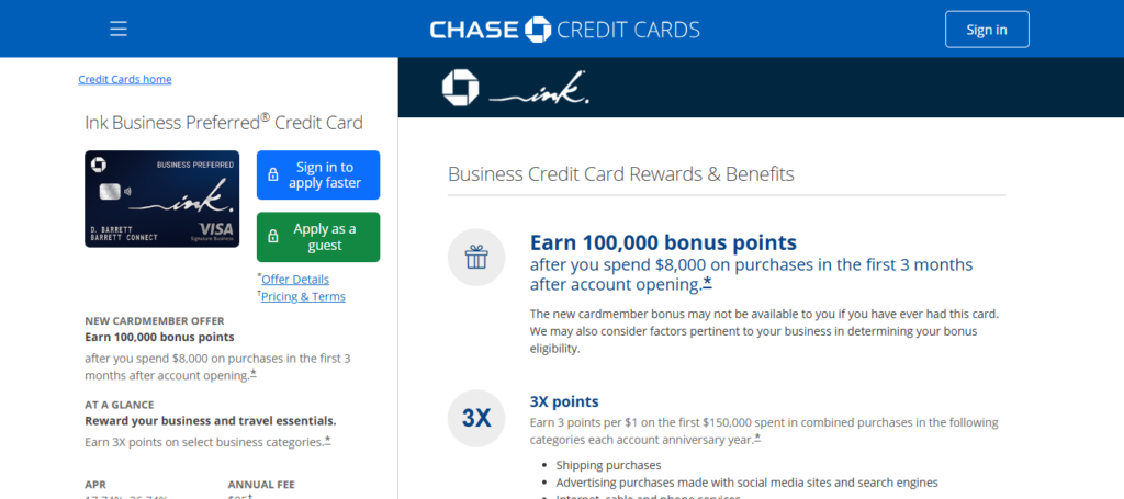  Chase Ink Business Preferred