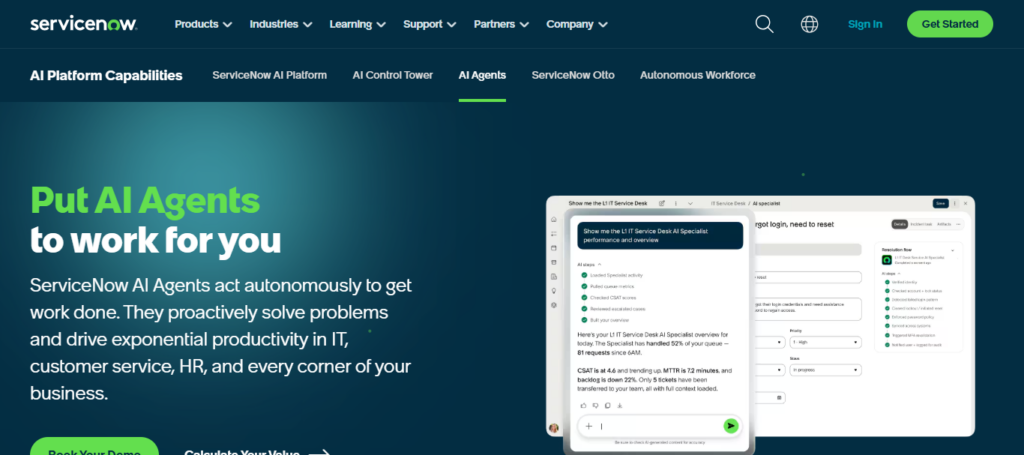 ServiceNow Finance AI Agents