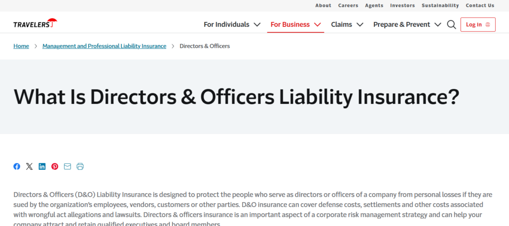 Travelers D&O Insurance