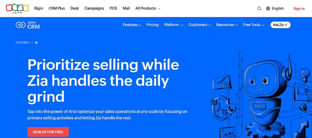 Zoho CRM Zia AI
